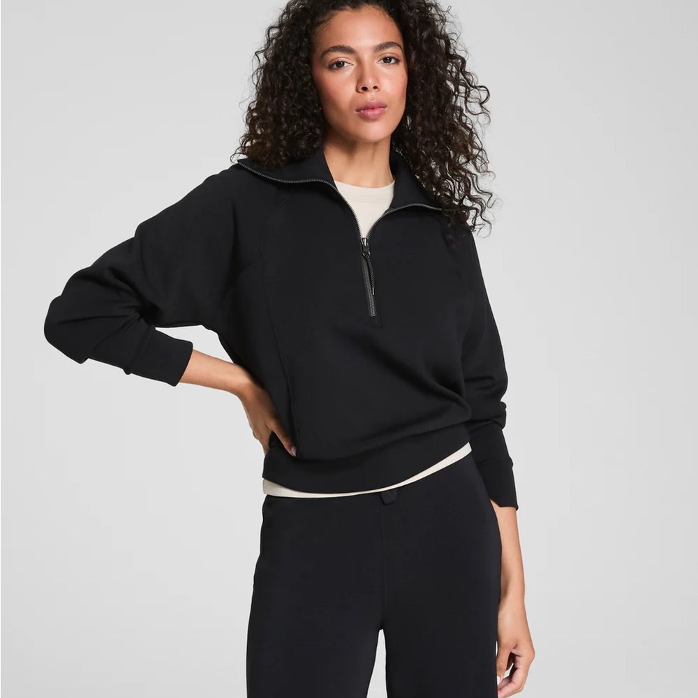 SPANX AirEssentials Black Half-Zip Sweatshirt